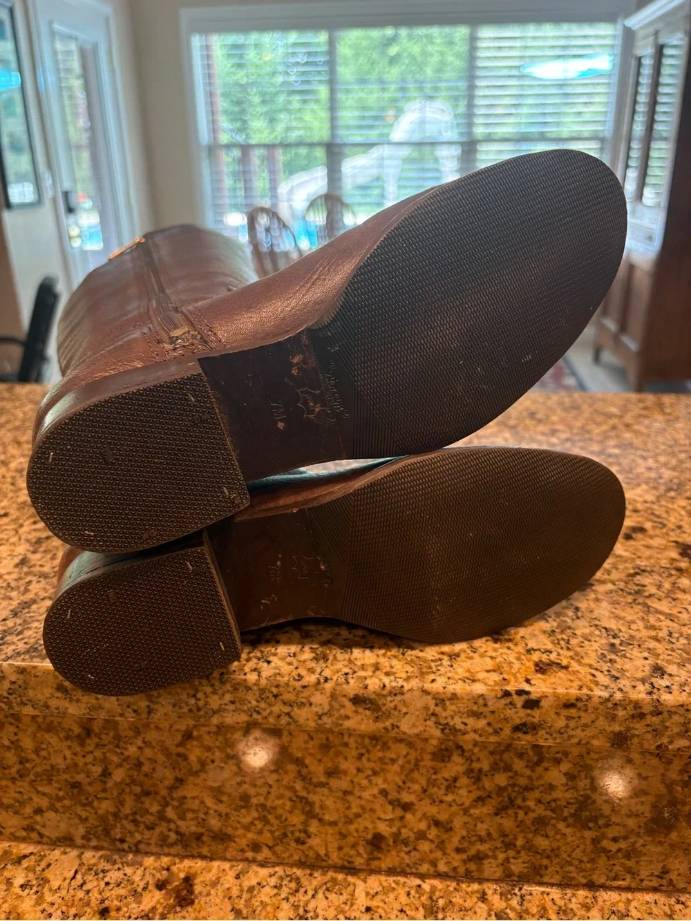 Tory Burch Tall Brown Leather Riding Boots Size 7 Flats
